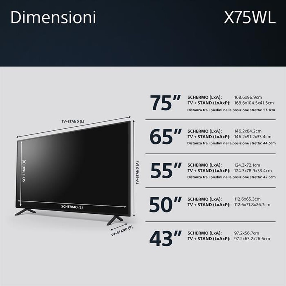 Immagine del prodotto SONY - Smart TV LED UHD 4K 75" KD75X75WLAEP-Nero