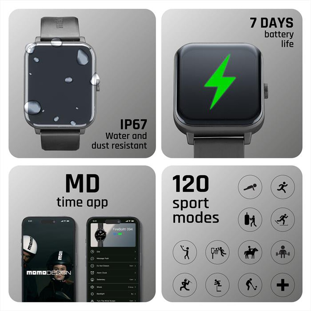 Immagine del prodotto CELLULARLINE - Smartwatch STEALTH BLUETOOTH 1.83" TFT MOMO DESIGN-Nero