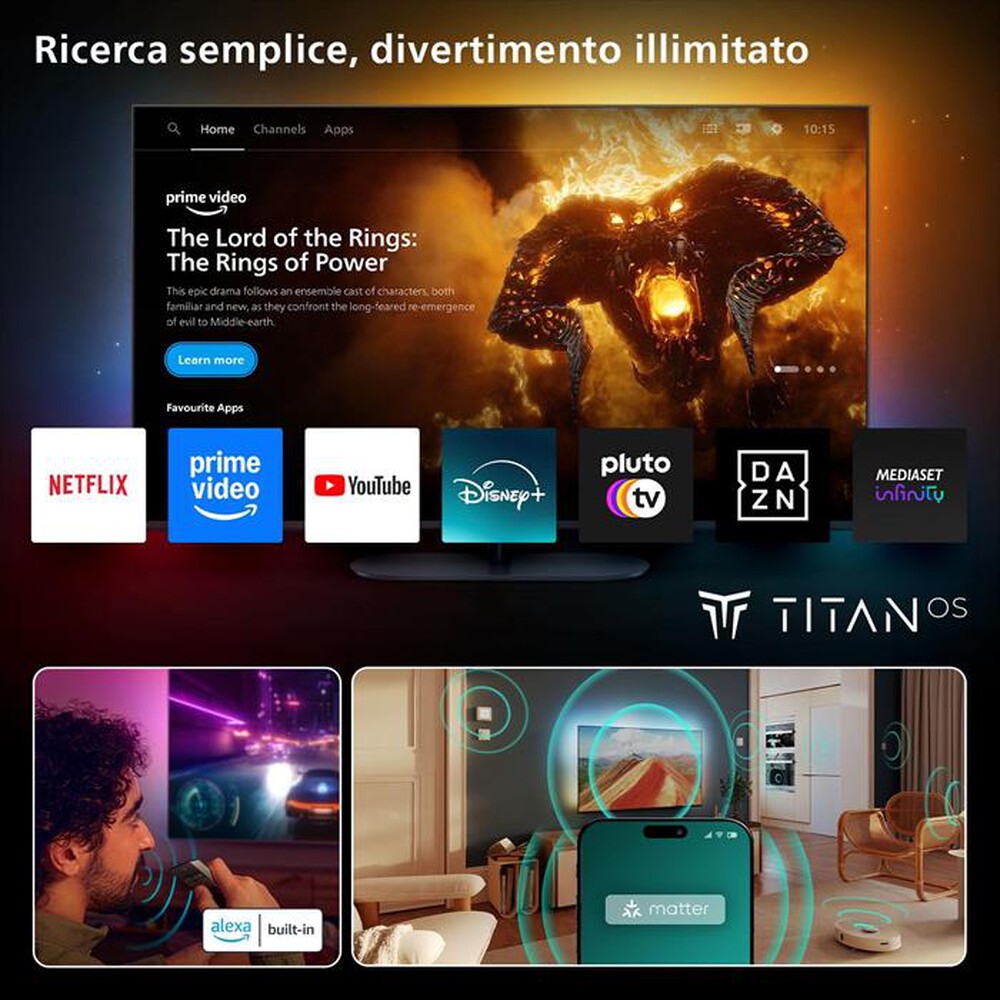 Immagine del prodotto PHILIPS - Smart TV Ambilight Mini LED 4K 55" 55MLED920-Black