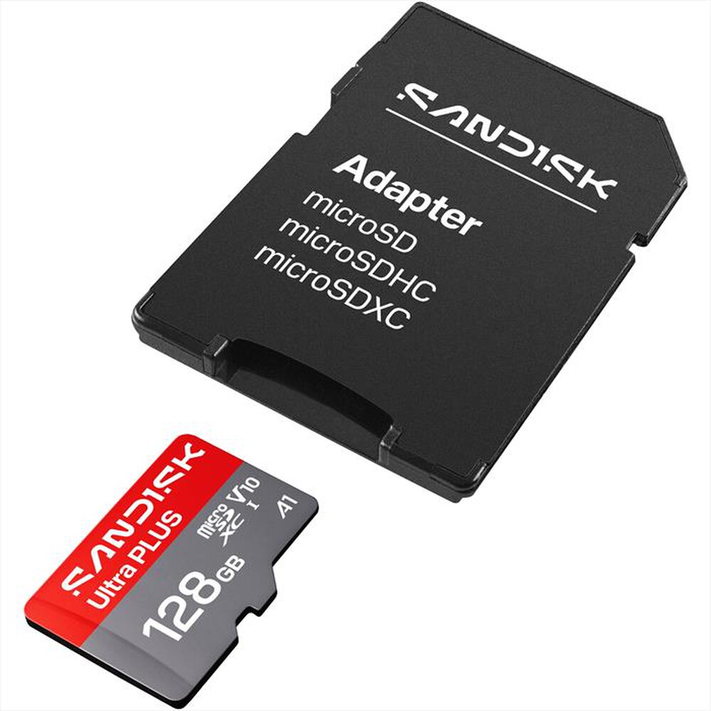 Immagine del prodotto SANDISK - MEM.MICRO SD ULTRA PLUS 128GB XC +ADATT.SD A1 V10-grigio