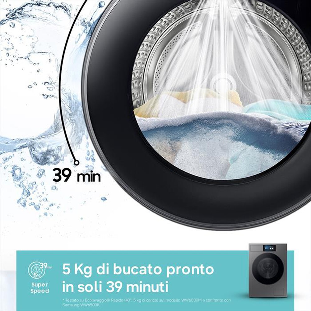 Immagine del prodotto SAMSUNG - Lavatrice WF90F09C4SU3 9KG Classe A-Dark Silver Steel - obl&ograve; Nero