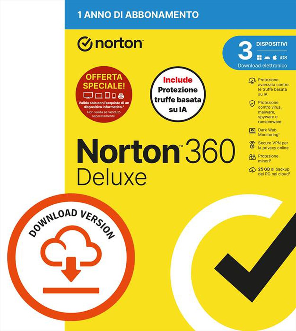 Immagine del prodotto NORTON - 360 Deluxe 3 dispositivi | Attach