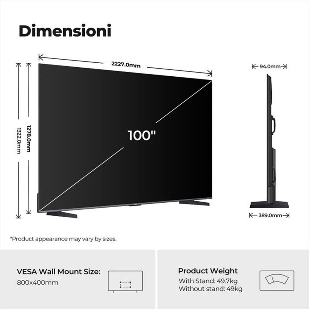 Immagine del prodotto HAIER - Smart TV LED 4K 100" H100S90FUX-Nero