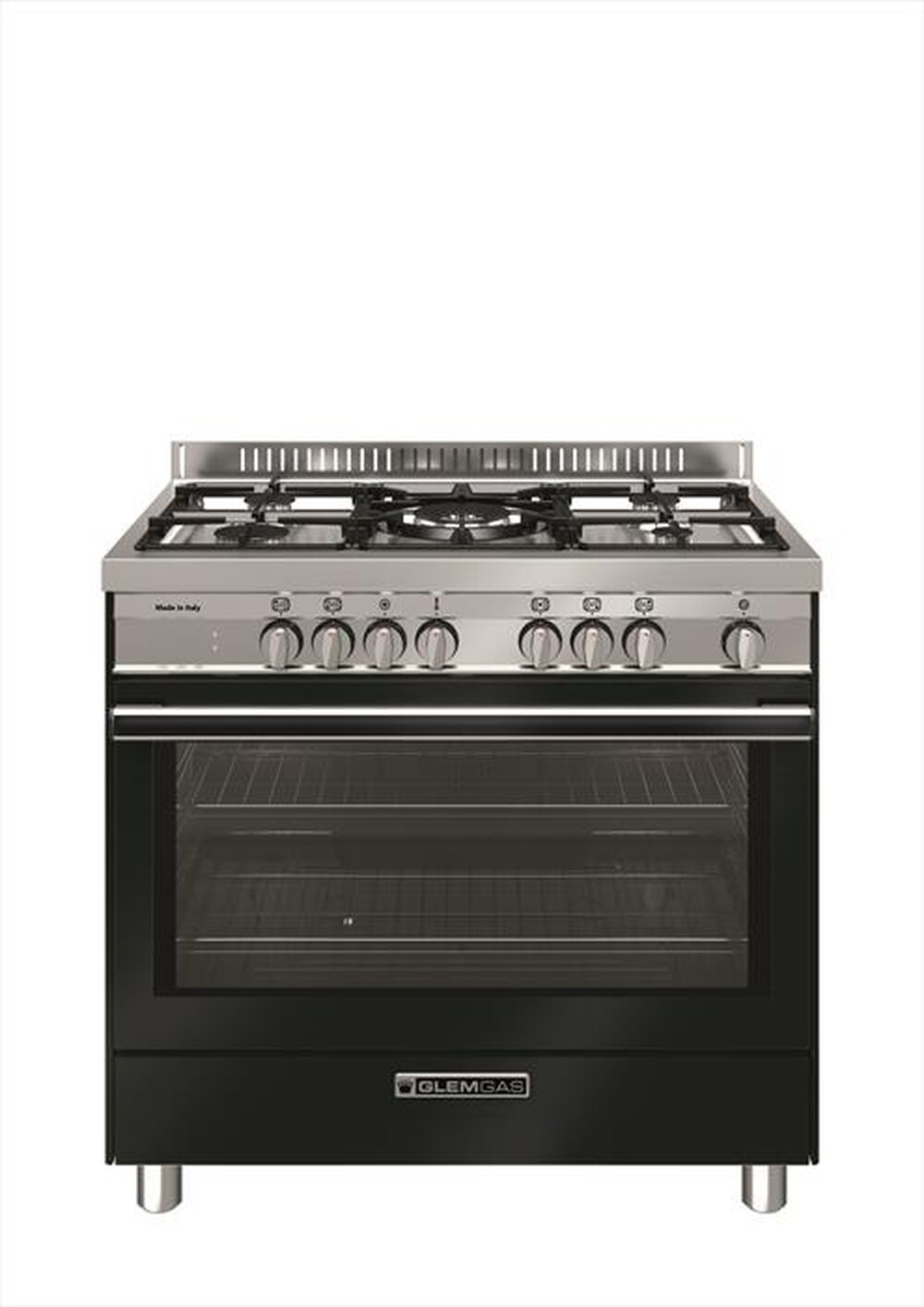 GLEM GAS - Cucina a gas ST965MBK Classe A+-Nero Carbone