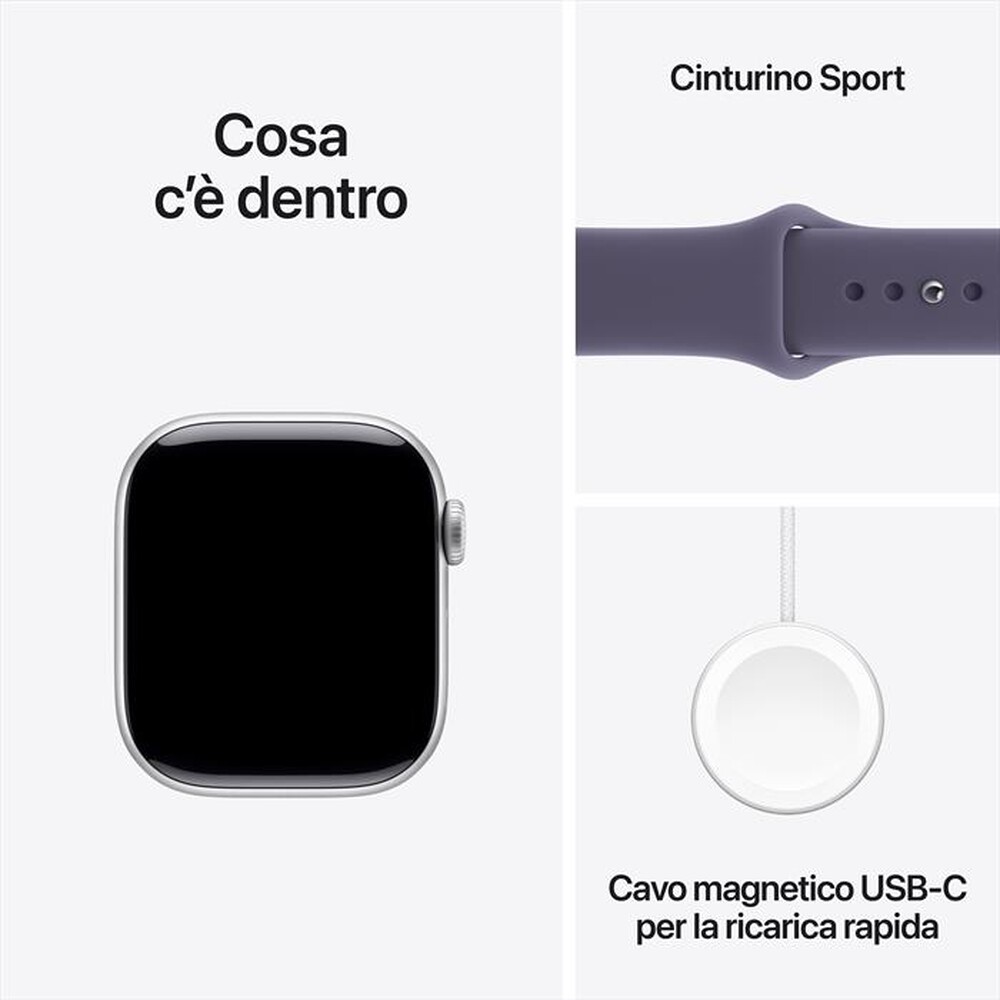 Immagine del prodotto APPLE - Watch Series 11 GPS + Cellular 42mm Alluminio-Argento - Sport Band Viola S/M