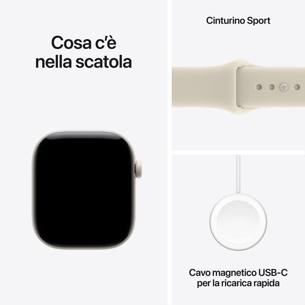 Immagine del prodotto APPLE - Watch Series 12 GPS + Cellular 42mm Ceramica Perla-Sport Band Sabbia - S/M