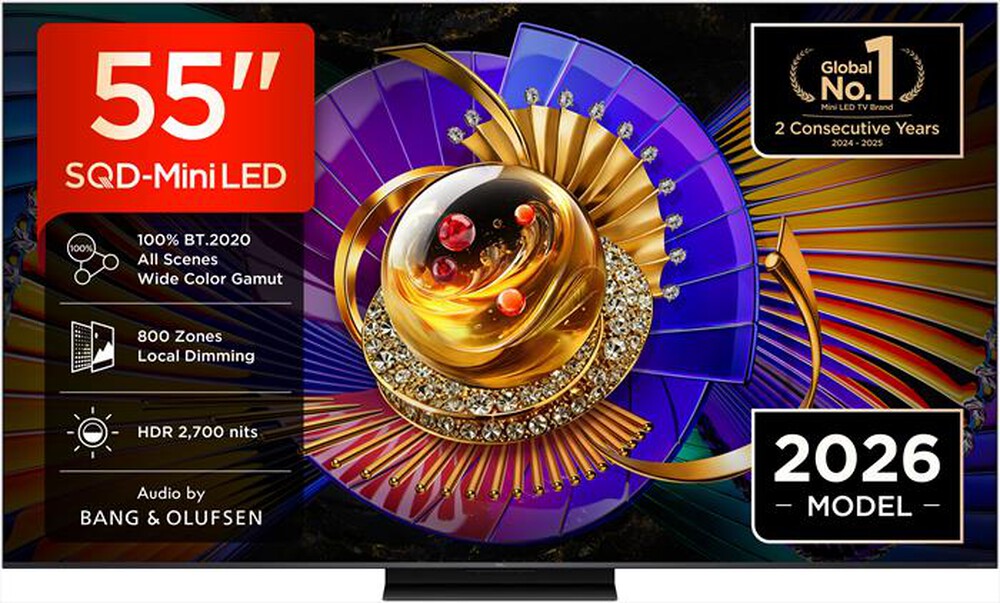 TCL - Smart TV SQD-Mini LED 4K 55" 55C7L-Nero