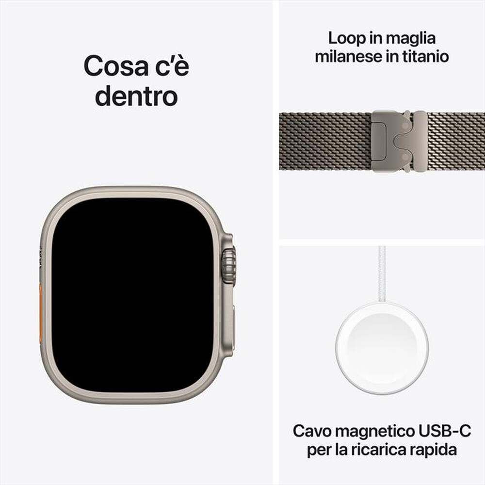 Immagine del prodotto APPLE - Watch Ultra 3 GPS + Cellular 49mm Titanio Naturale-Loop Milanese Titanio - S
