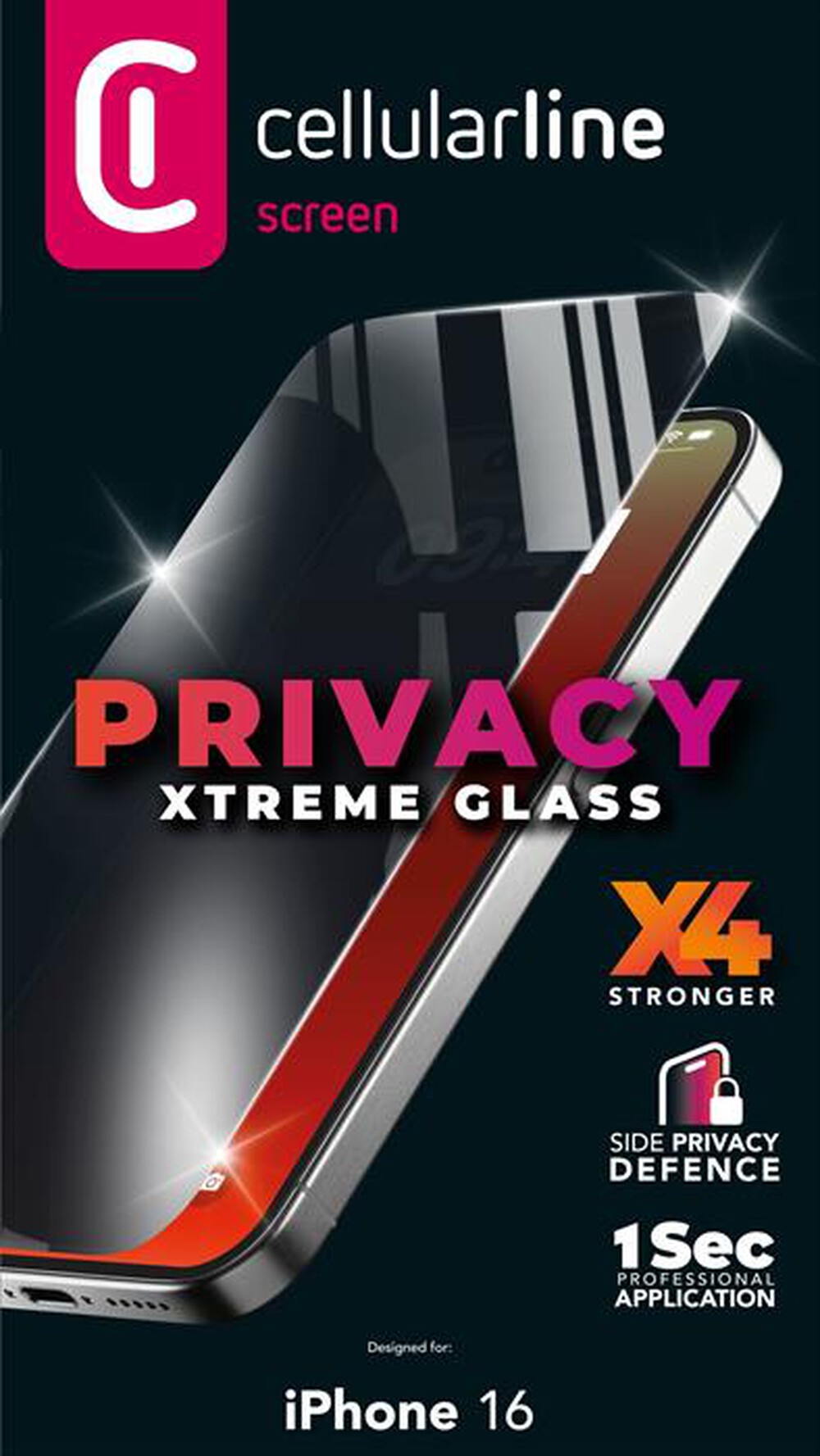 Immagine del prodotto CELLULARLINE - PRIVACY XTREME GLASS - IPHONE 16-Transparent