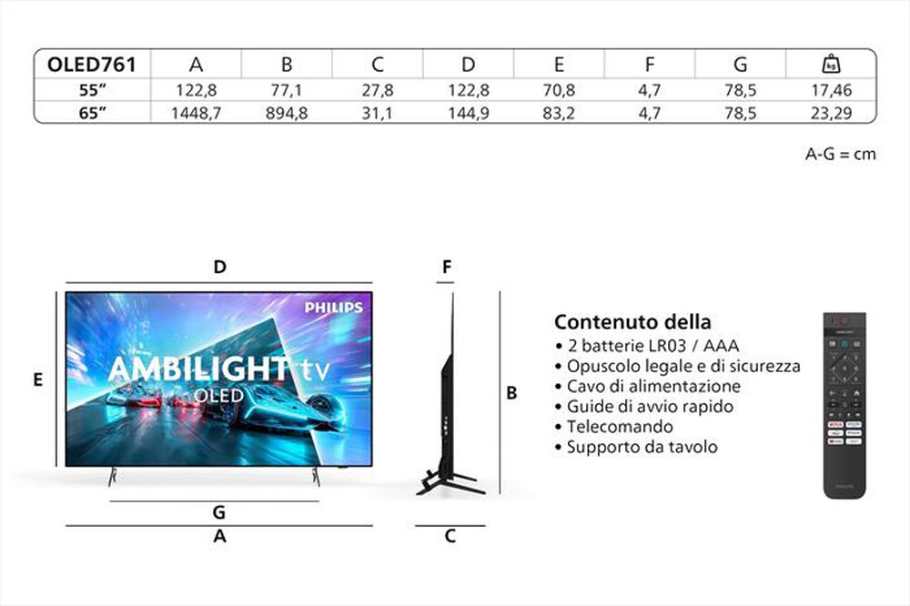Immagine del prodotto PHILIPS - Smart TV OLED 4K 65" 65OLED761/12-Black