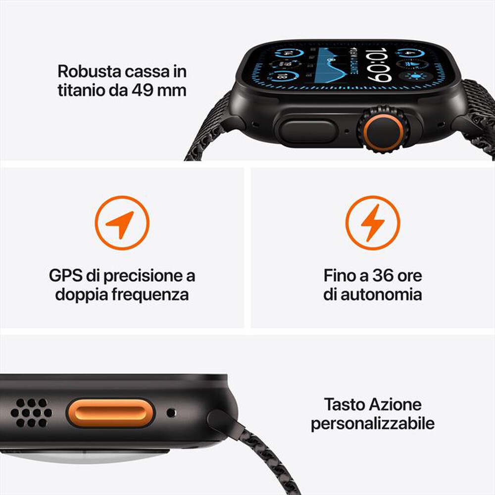 Immagine del prodotto APPLE - Watch Ultra 2 GPS + Cellular 49mm Titanio-Nero - Trail Loop Nero - S/M
