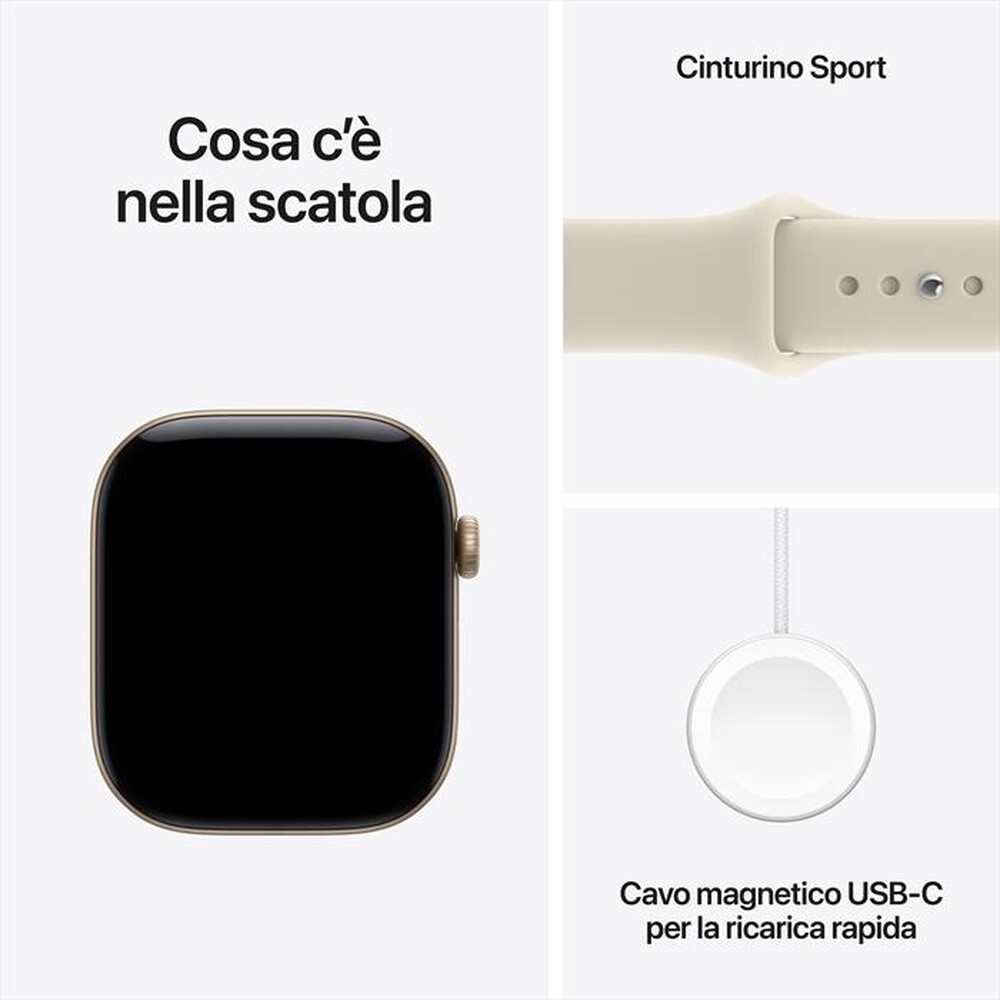 Immagine del prodotto APPLE - Watch Series 12 GPS 46mm Alluminio Oro Chiaro-Sport Band Sabbia - M/L