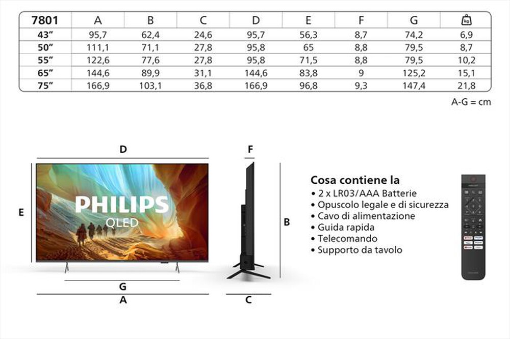 Immagine del prodotto PHILIPS - Smart TV QLED 4K 50" 50PQS7801/12-Black
