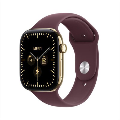 APPLE - Watch Series 12 GPS + Cellular 46mm Titanio Oro-Sport Band Borgogna - S/M