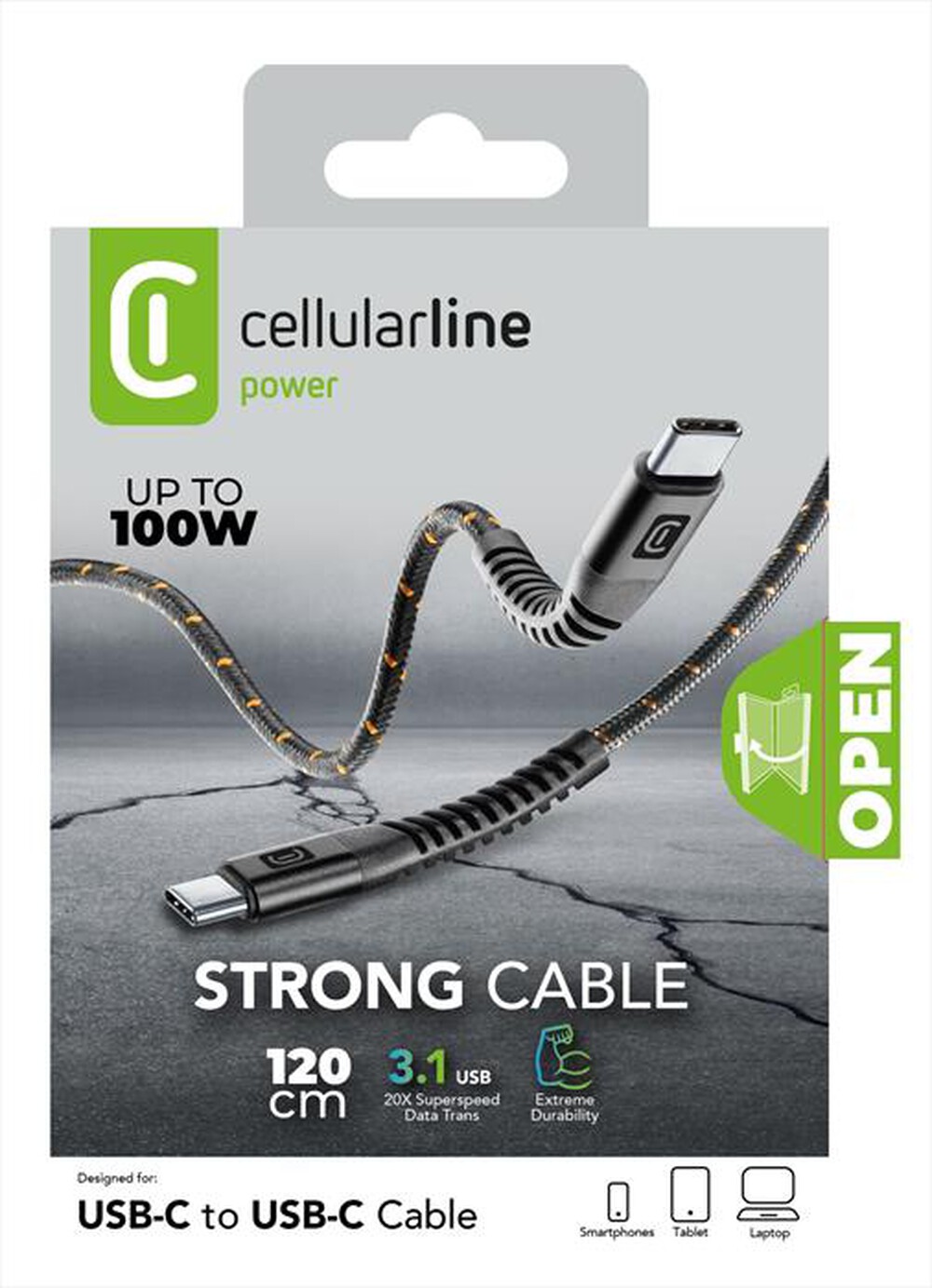 Immagine del prodotto CELLULARLINE - CAVO USB-C A USB-C 100W ULTRARESISTENTE-Nero