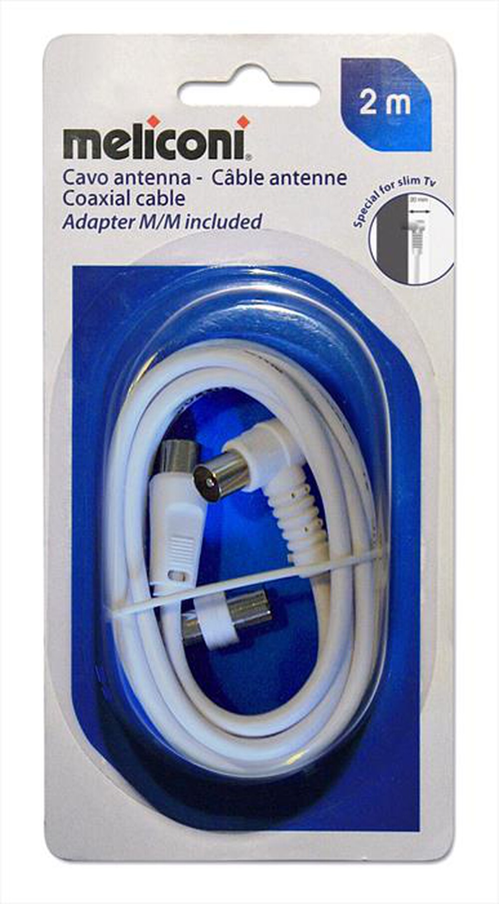 Immagine del prodotto MELICONI - Cavo Antenna con plug 90 gradi 2 MT ANT2M90-Bianco