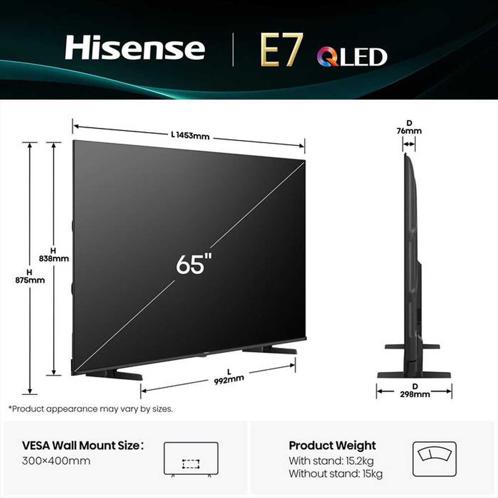 Immagine del prodotto HISENSE - Smart TV QLED 65" 4K Ultra HD 65E79Q-NERO