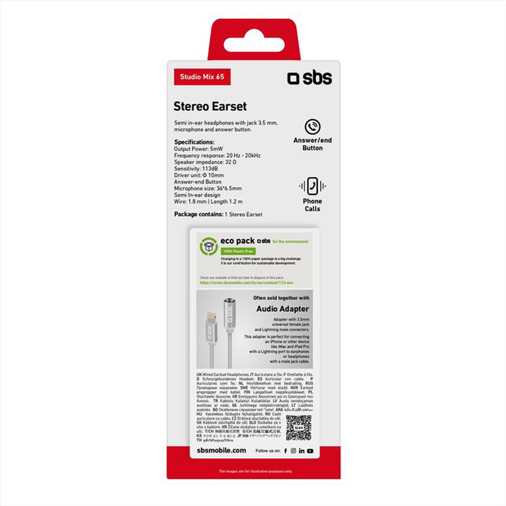 Immagine del prodotto SBS - TEEARSETMIX65W-Bianco