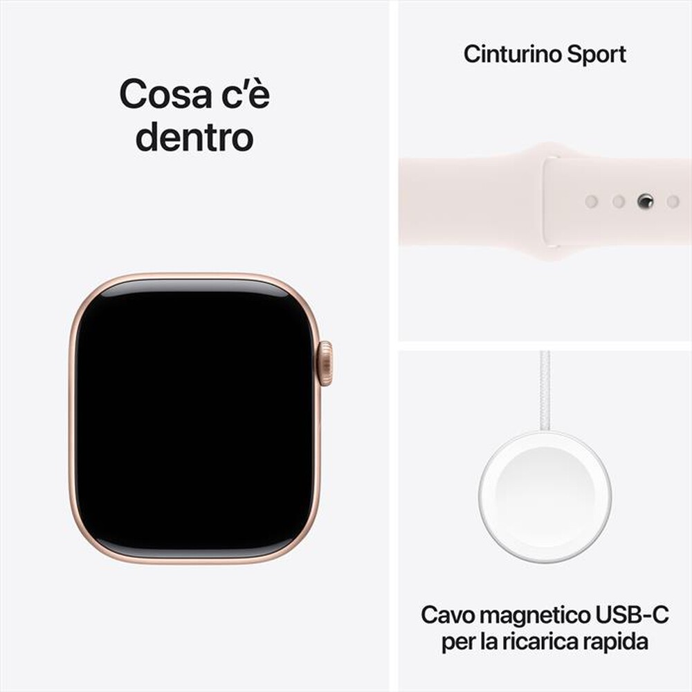 Immagine del prodotto APPLE - Watch Series 10 GPS 46mm Alluminio-Oro Rosa - Sport Band Rosa M/L