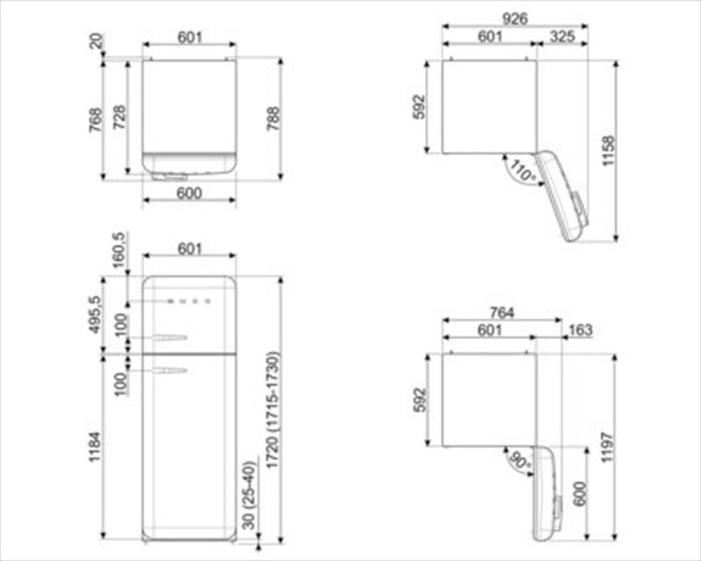 Immagine del prodotto SMEG - Frigorifero 2 porte FAB30RBL5 Classe D 298lt-Nero