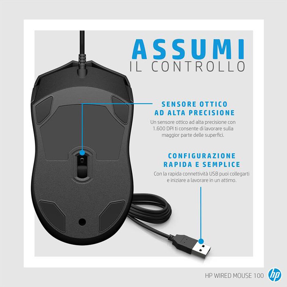 Immagine del prodotto HP - WIRED MOUSE 100-Nero