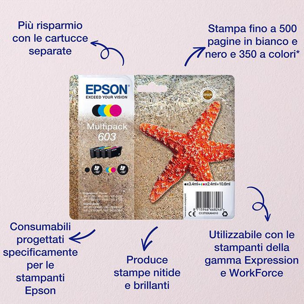 Immagine del prodotto EPSON - 603 STELLA MARINA T03U STANDARD SINGLE  CIANO-Ciano