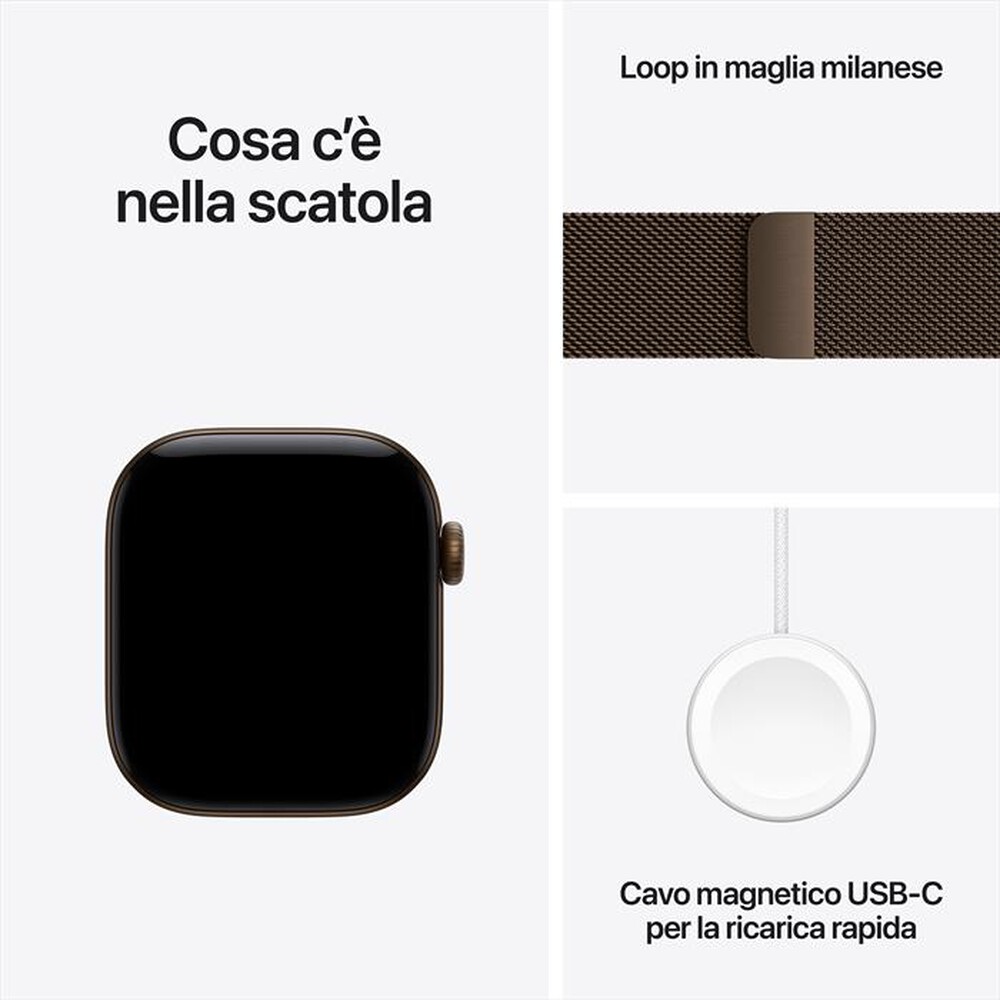 Immagine del prodotto APPLE - Watch Series 12 GPS 42mm Alluminio Bronzo Scuro-Loop milanese Bronzo scuro