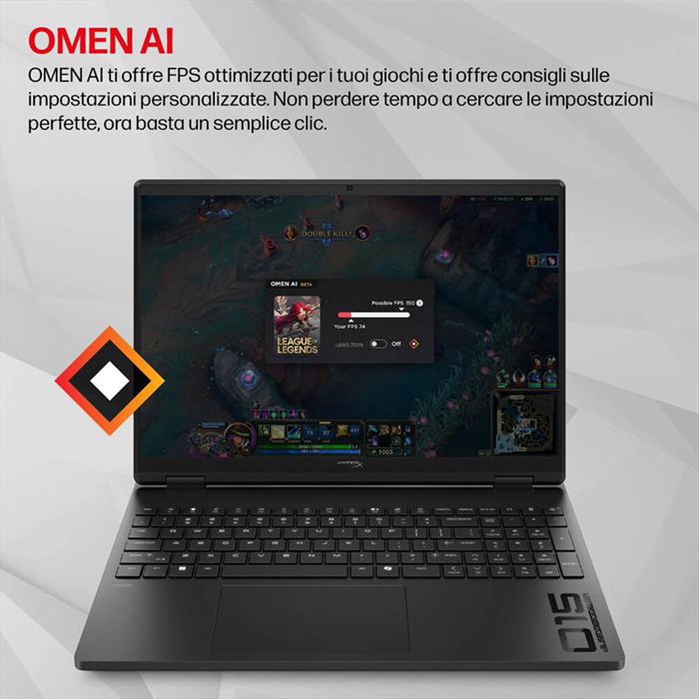 Immagine del prodotto HP - Notebook gaming HYPERX OMEN 15-GA0028NLX-Shadow Black
