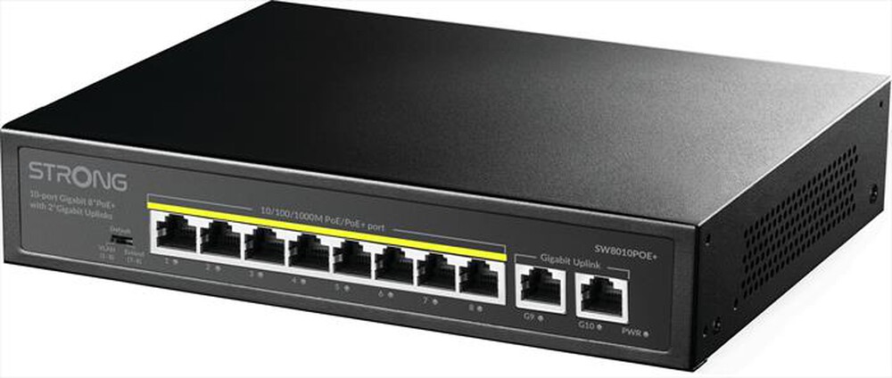 STRONG - Switch Gigabit PoE+ a 10 porte 8P+2UPLINK ETHER-Nero