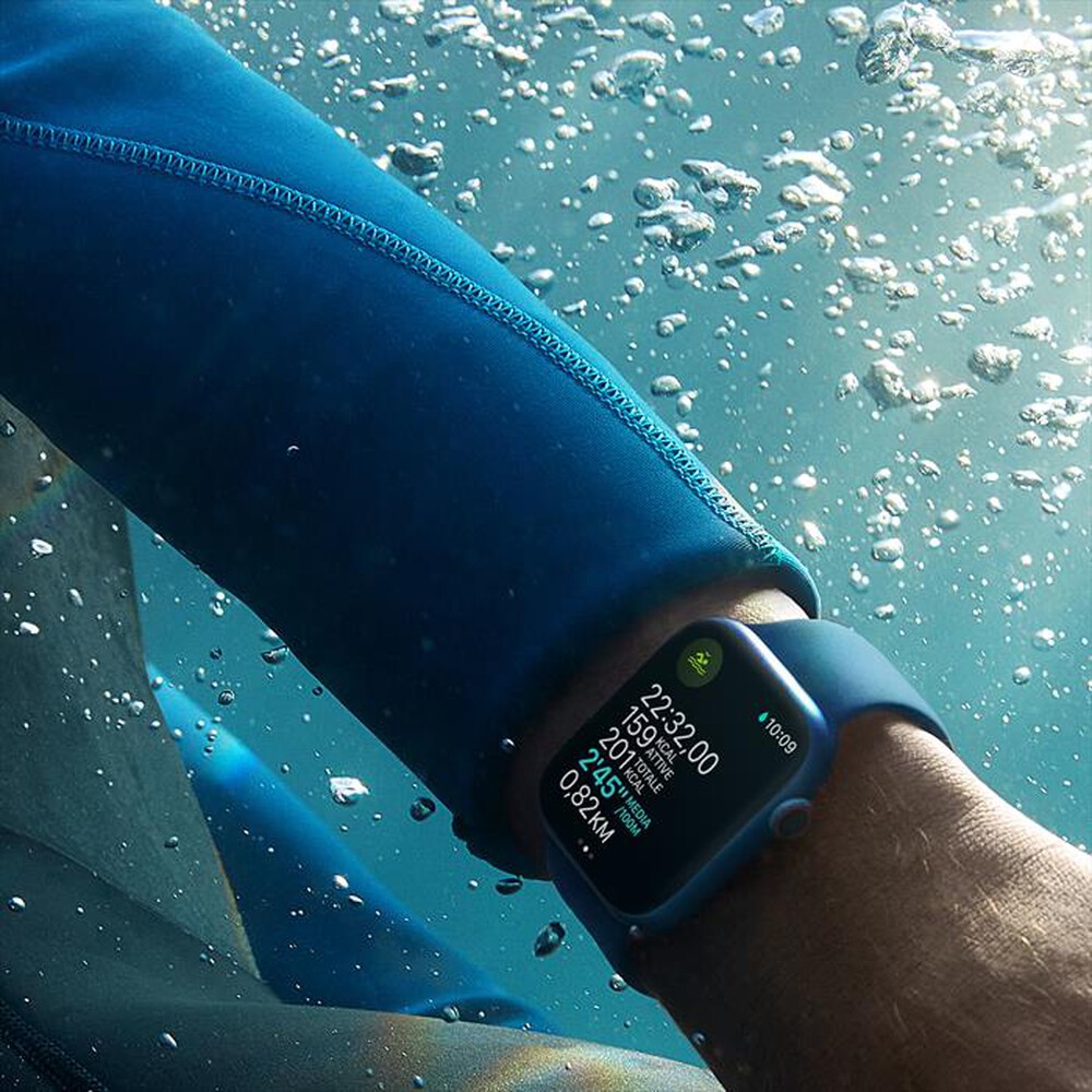 Immagine del prodotto APPLE - WATCH SERIES 7 GPS + CELLULAR 41MM IN ACCIAIO INOX-Oro Cinturino Sport Blu Abisso