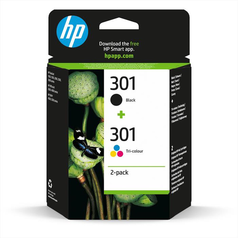 Immagine del prodotto HP - 301 2-pack Black/Tri-color-Nero, Tricromia