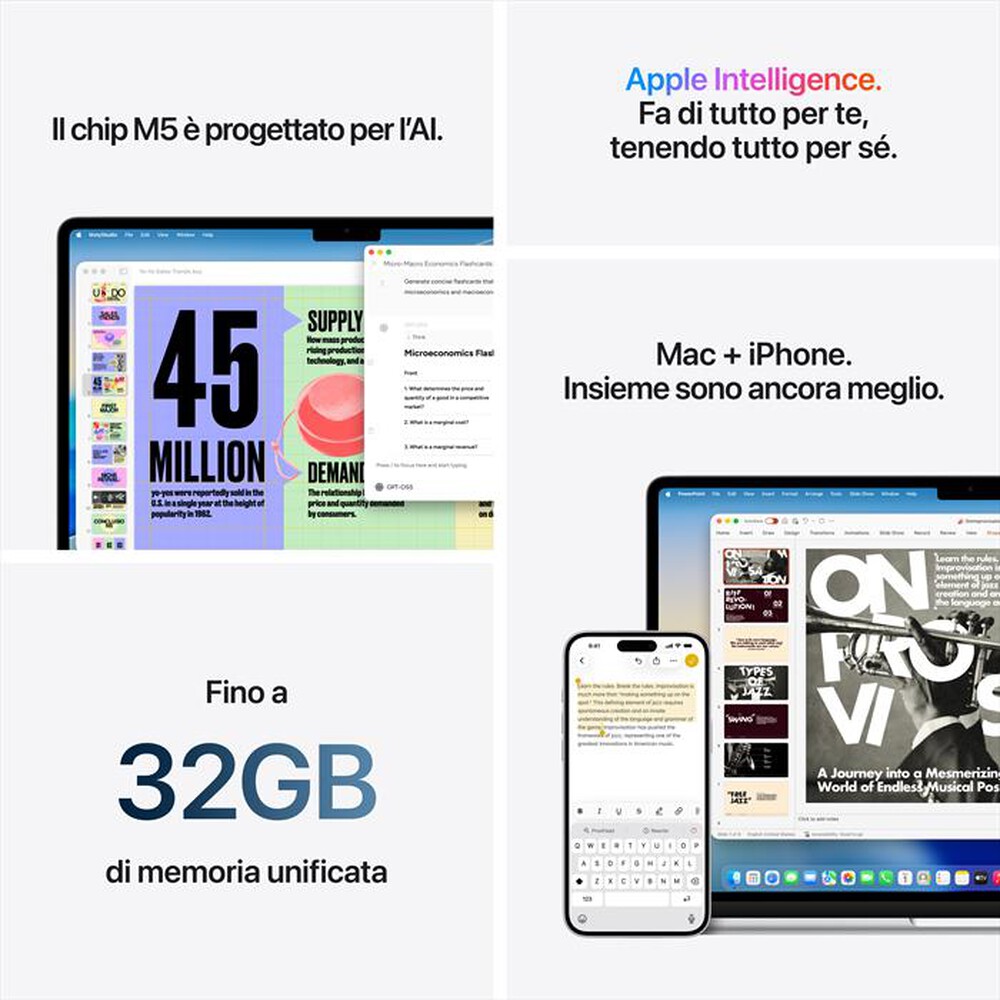 Immagine del prodotto APPLE - MacBook Air 15" M5 Core 10 CPU 10 GPU 16GB 512GB-Celeste