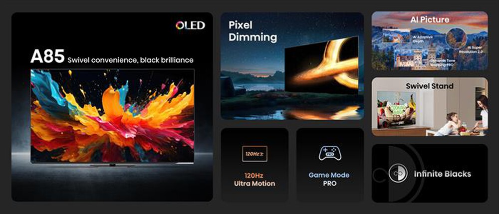 Immagine del prodotto HISENSE - Smart TV OLED 65" 4K Ultra HD 65A86N 120Hz-NERO
