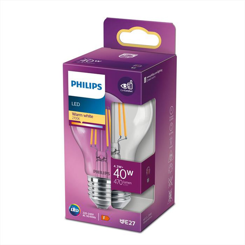 Immagine del prodotto PHILIPS - LED LAMPADINA 4,3 W 40 W E27 LUCE BIANCA CALDA