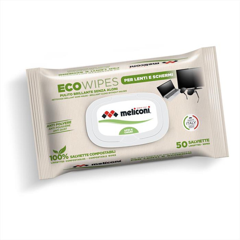 Immagine del prodotto MELICONI - Salviette detergenti ECO WIPES LENTI E SCHERMI-Viscosa compostabile
