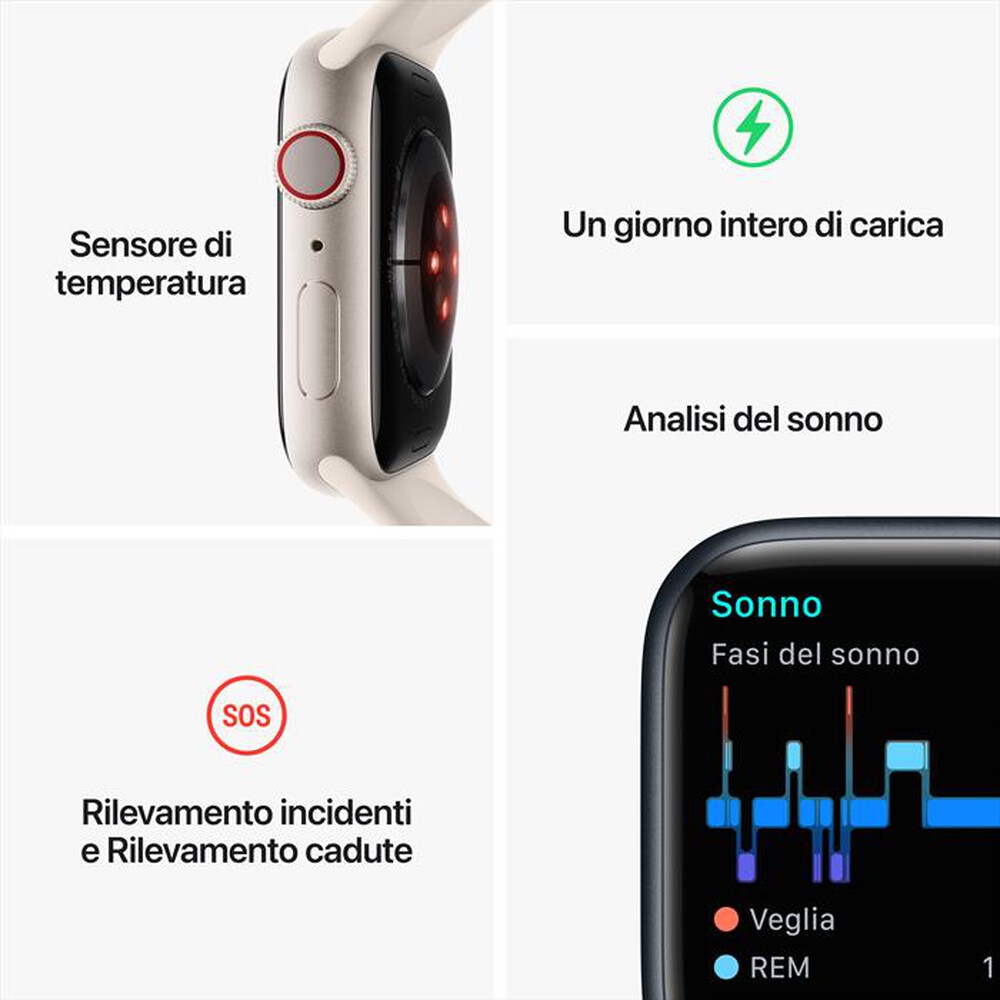 Immagine del prodotto APPLE - Watch Series 8 GPS + Cellular 45mm Acciaio-Oro - Galassia