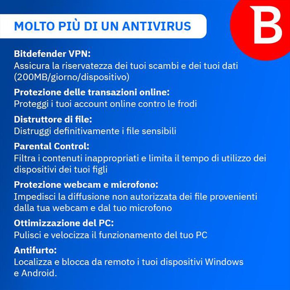 Immagine del prodotto BITDEFENDER - Total Security 1 Anno - 5 Dispositivi