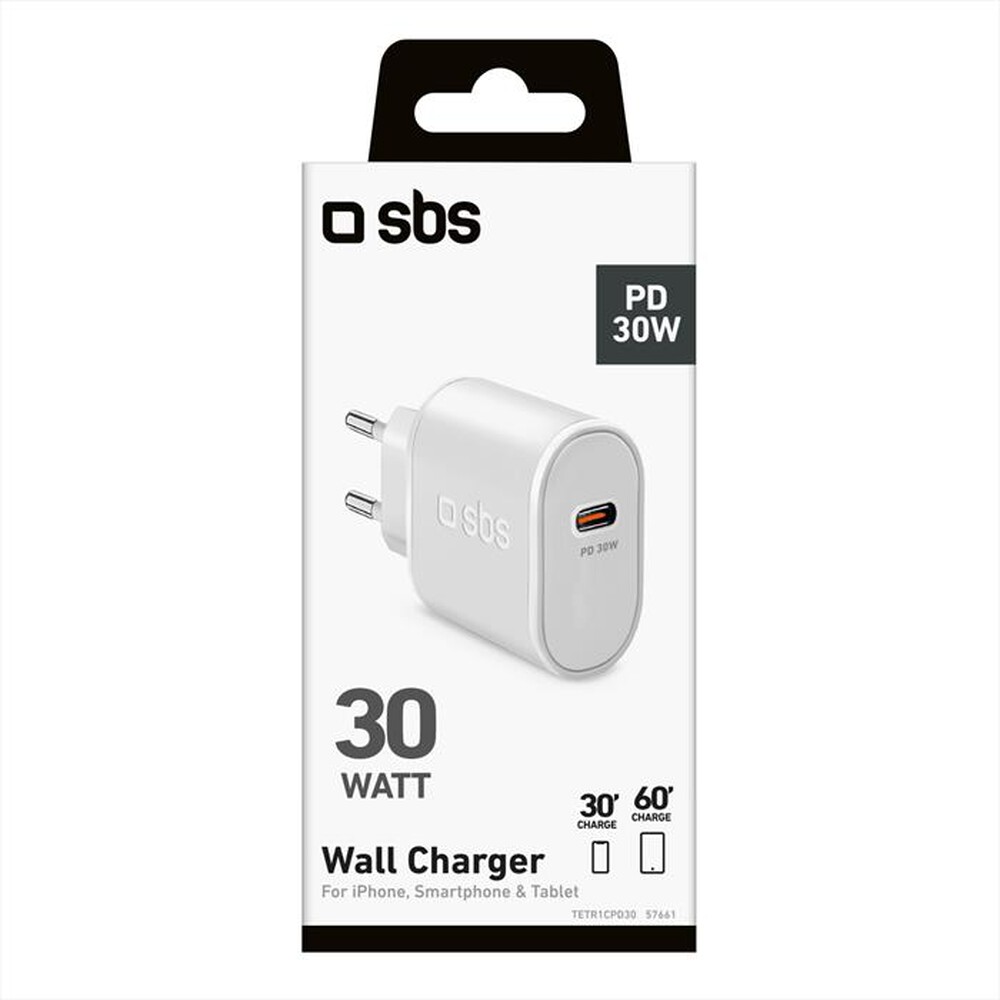 Immagine del prodotto SBS - Caricabatterie Power Delivery 30W TETR1CPD30-Bianco