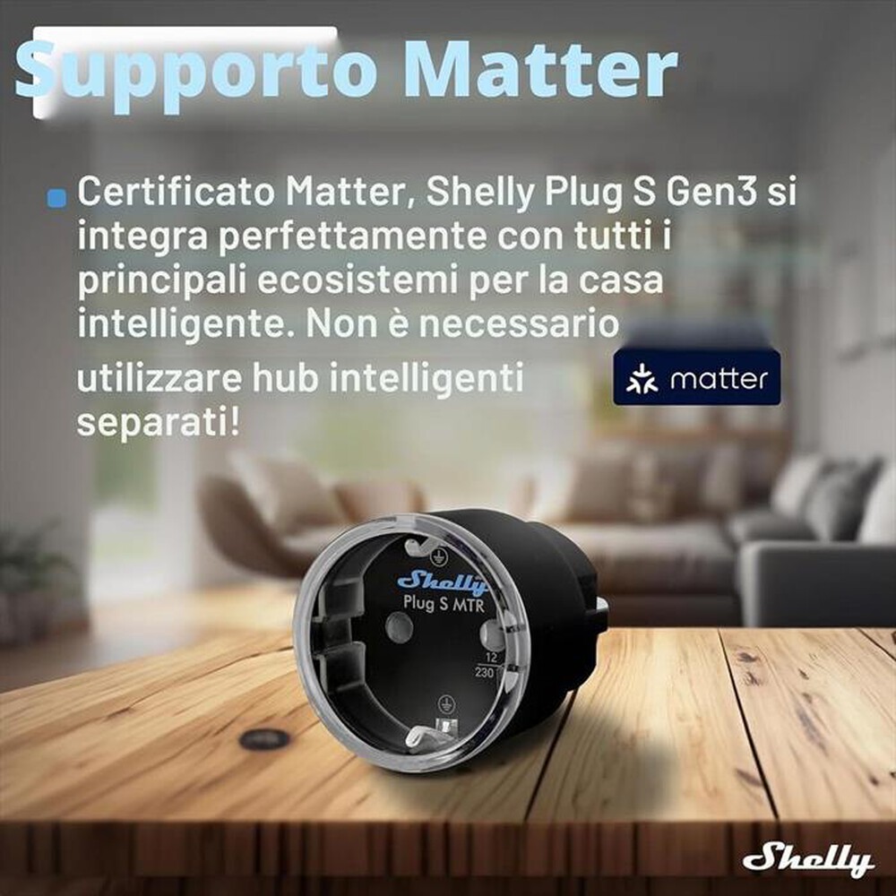Immagine del prodotto SHELLY - Presa intelligente Wi-Fi-Nero