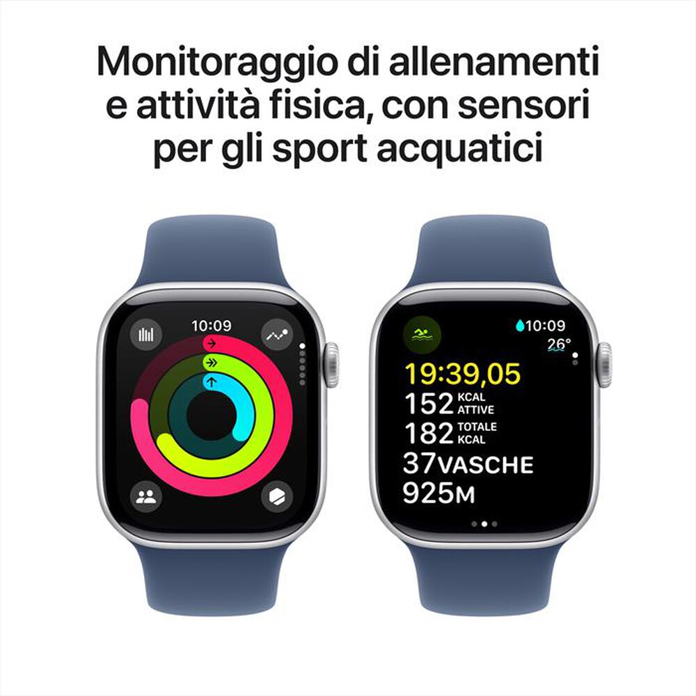 Immagine del prodotto APPLE - Watch Series 10 GPS 42mm Alluminio-Argento - Sport Band Denim M/L