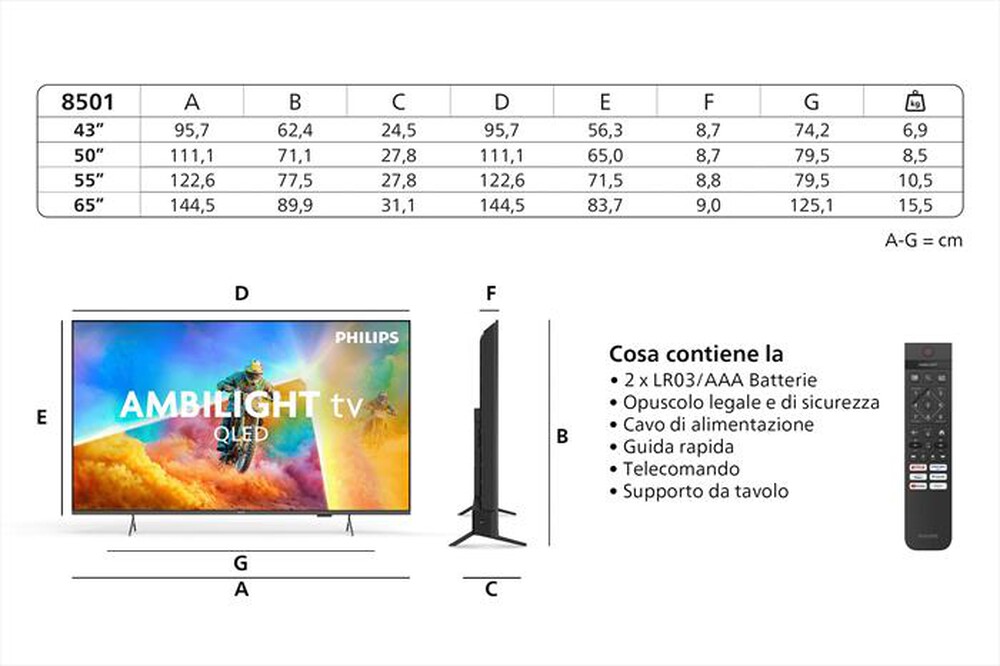 Immagine del prodotto PHILIPS - Smart TV Ambilight QLED 4K 55" 55PQS8501/12-Black