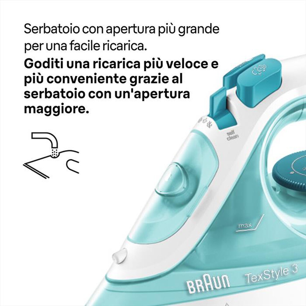 Immagine del prodotto BRAUN - FERRO A VAPORE TEXSTYLE 3 SI3041GR-Bianco/Verde