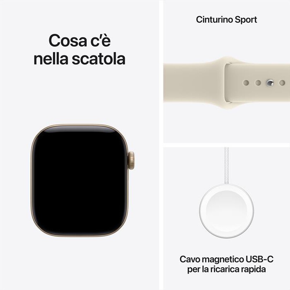 Immagine del prodotto APPLE - Watch Series 12 GPS + Cellular 42mm Alluminio Oro-Sport Band Sabbia - S/M