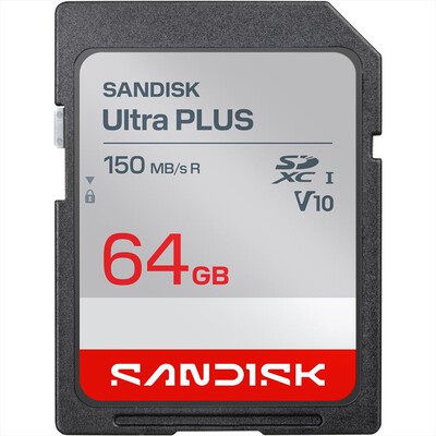 SANDISK - MicroSD Ultra Plus 64GB UHS-I U1 V10-grigio