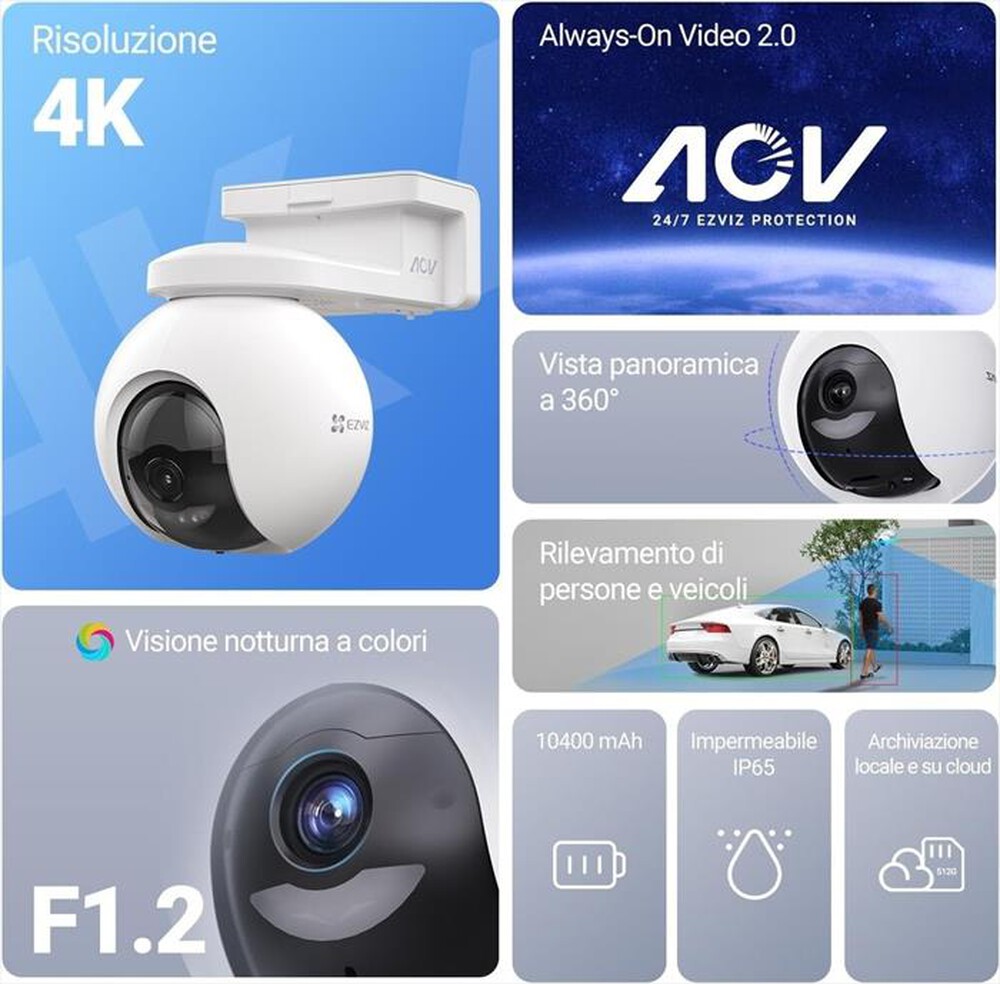 Immagine del prodotto EZVIZ - Kit telecamera WiFi HB8 PRO 4K + SOLAR PANEL-bianco/nero