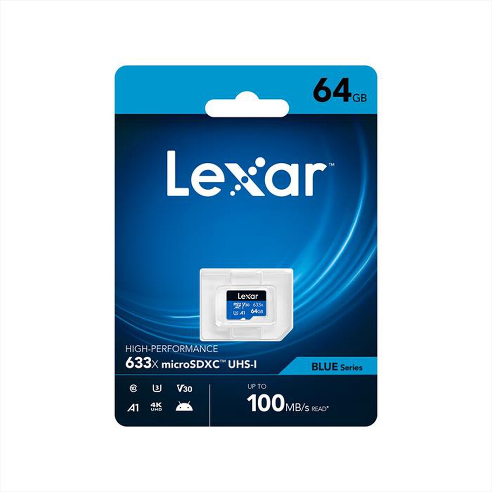Immagine del prodotto LEXAR - MICROSDXC 633X 64GB NO ADAT-Black/Blue