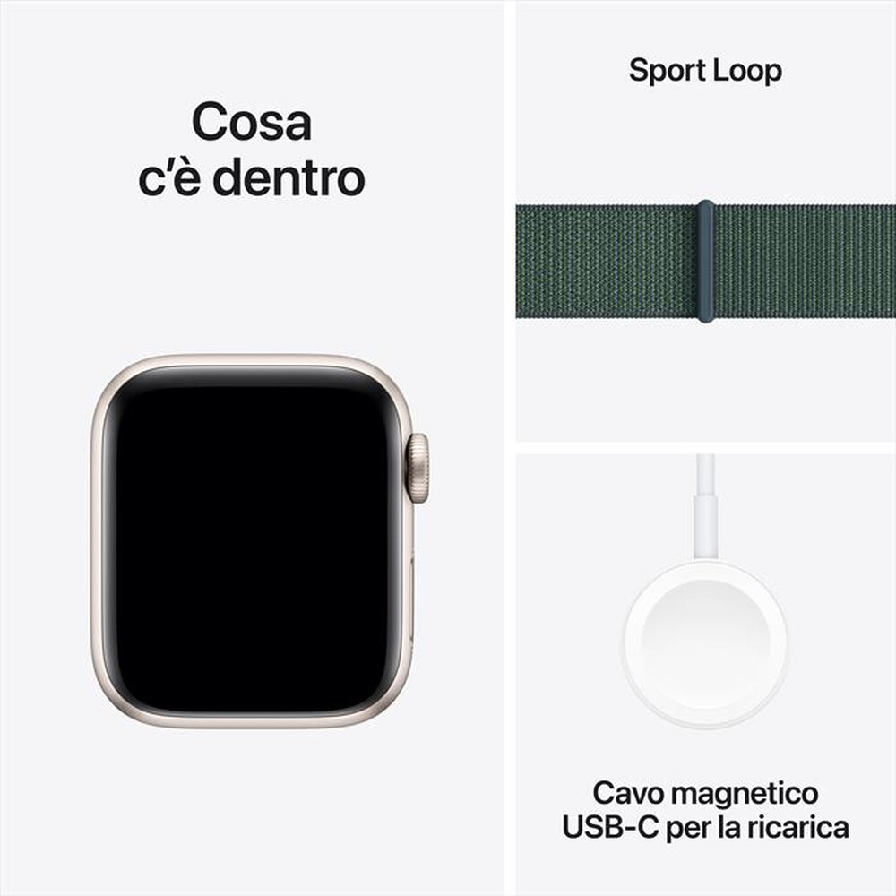 Immagine del prodotto APPLE - Watch SE GPS + Cellular 40mm Cassa Alluminio-Galassia - Sport Loop Verde