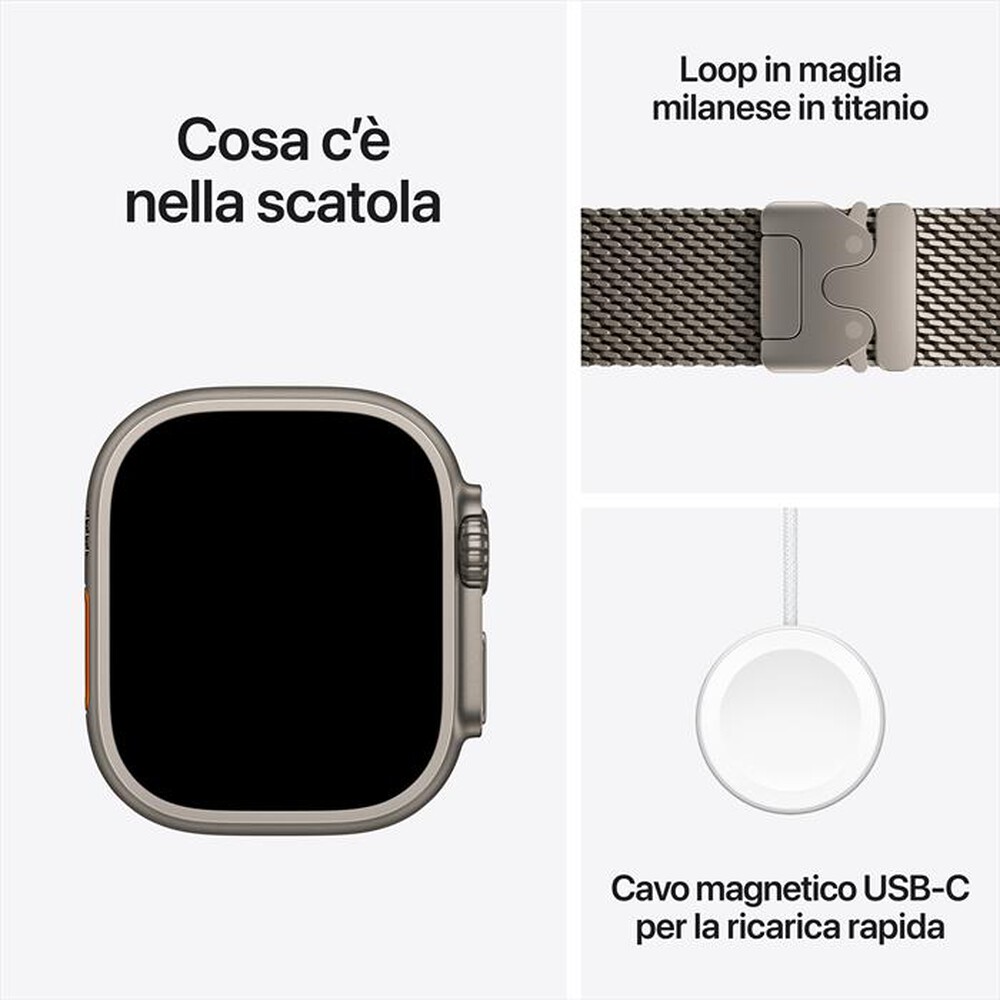 Immagine del prodotto APPLE - Watch Ultra 4 GPS + Cellular 49mm Titanio-Loop milanese Naturale - L