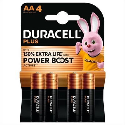 DURACELL - PILA STILO AA PLUS POWERBOOST 4PZ DU0103-Multicolore