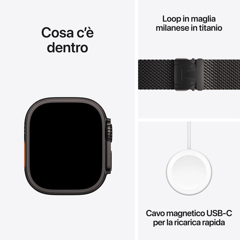 Immagine del prodotto APPLE - Watch Ultra 2 GPS + Cellular 49mm Titanio-Nero - Loop Milanese Nero - L